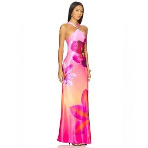 NWT Women’s Pink Floral Halter Maxi Dress